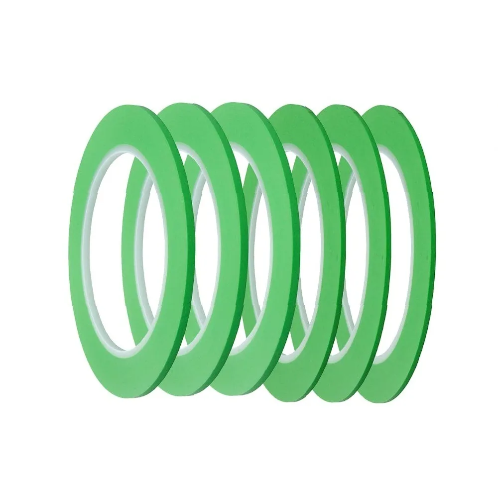 6 rolls Green Fine Line Masking Tape High Temp Automotive Paint Curves Helmet Decoration Model Craft Precision Pinstripe