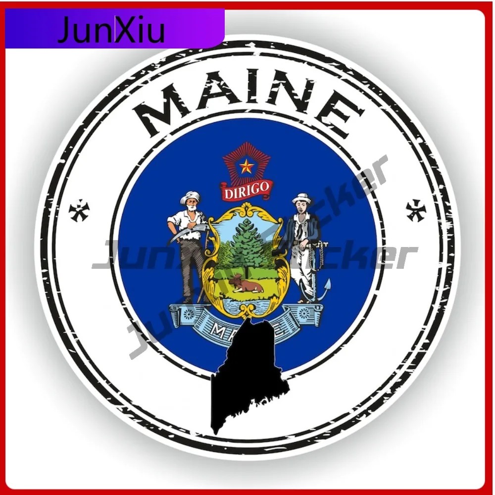 Maine Seal Round Flag Beautiful Automotive Exterior Accent Perfect For Outdoor Vehicle Surfaces