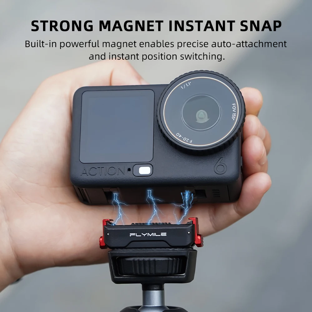 Adapter magnetyczny Flymile Action 6 z szybkozłączką do DJI OSMO Action 6 / Akcesoria do kamery Nano, podstawa z otworem 1/4 cala — zdjęcie produktu 2