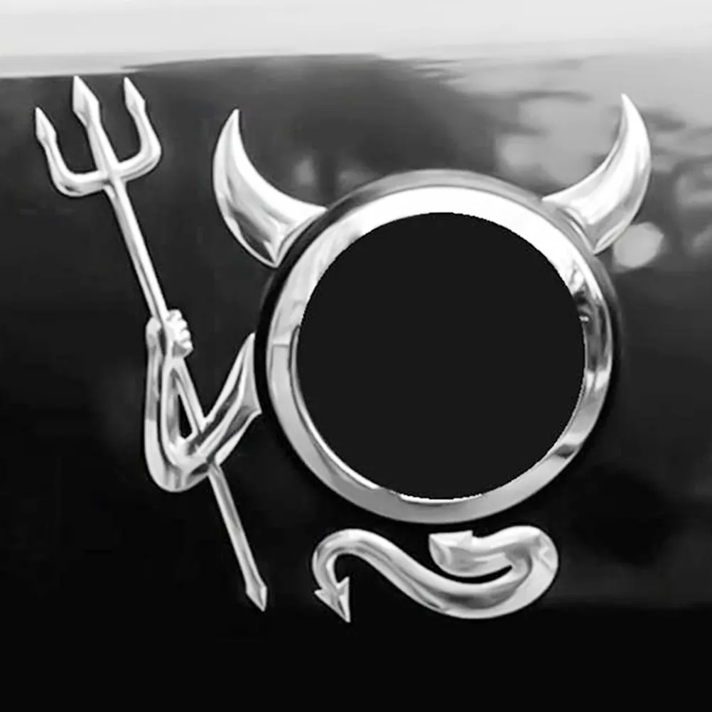 

1 set Car Stickers PVC Soft Waterproof 3D Devil Shape Personalized Decal Silver Easy Installation Hide Body Decoration