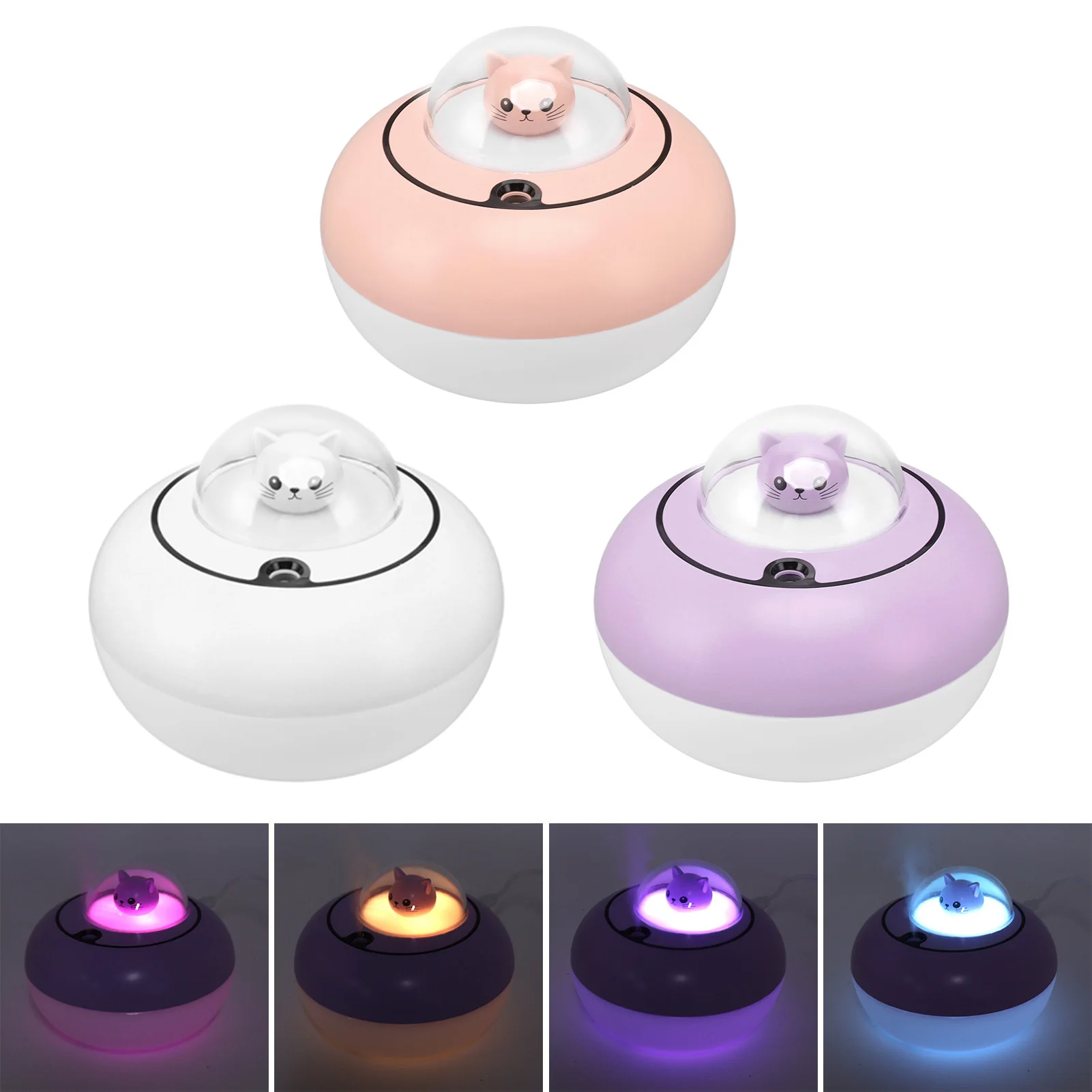 Mini Humidifier Cute Cat Sculpture Portable Quiet Desktop Air Humidifier for Home Office USB Plug in