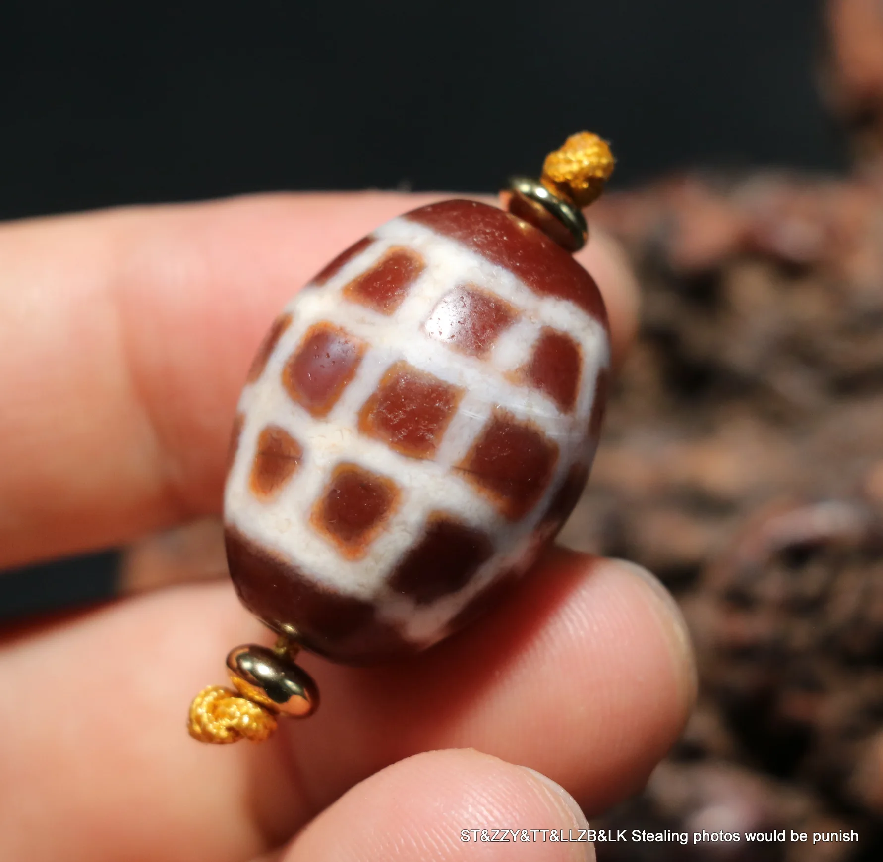 

Ultra Energy Tibetan Old Red Agate Patina West Asia Style Cross Line Daluo dZi Bead Amulet 5A++ Timestown UPD210825A2