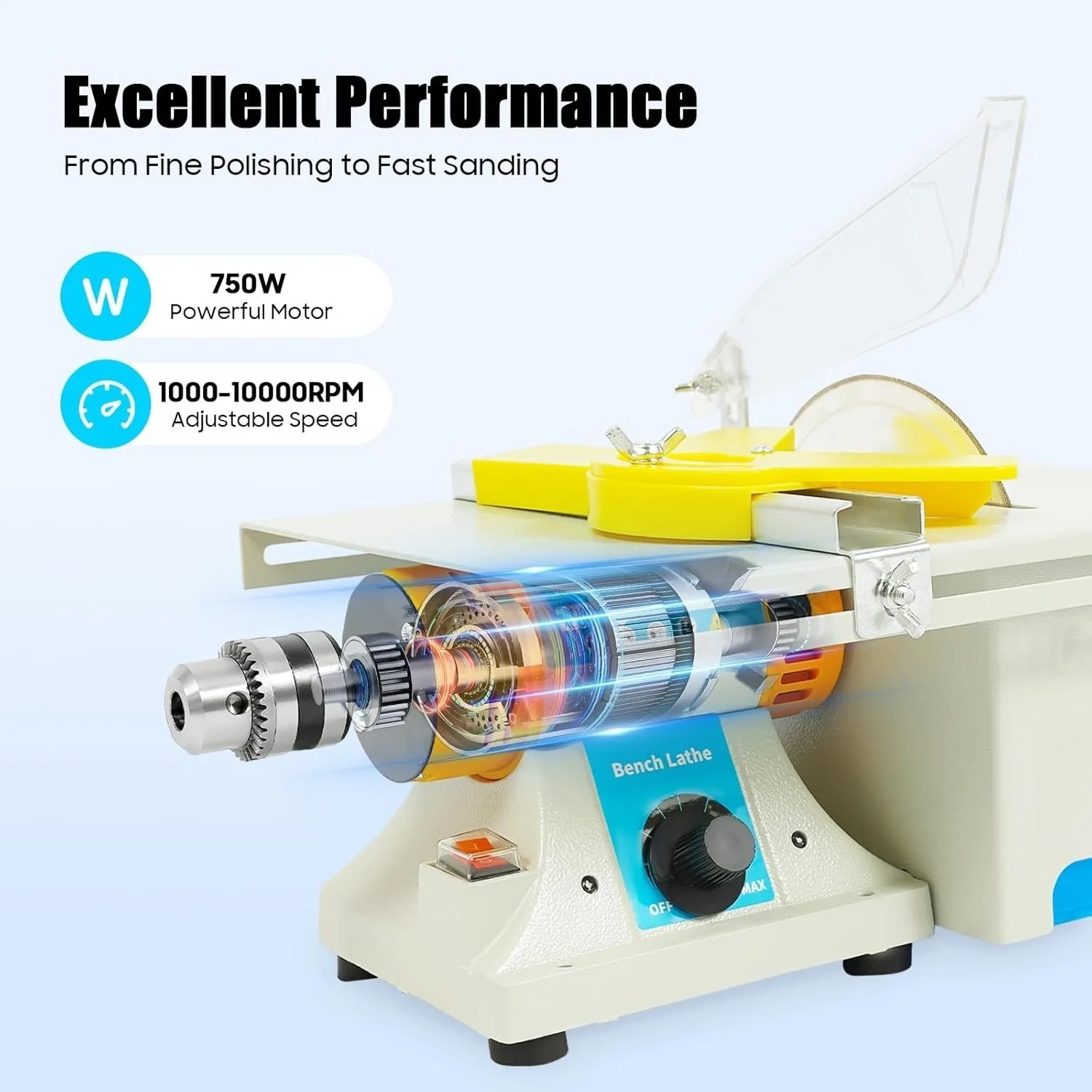 

750W Table Saw, Multi-Function Woodworking Machine, 6" Adjustable Speed Blade, Safety Guard, for Cutting/Polishing/Drilling