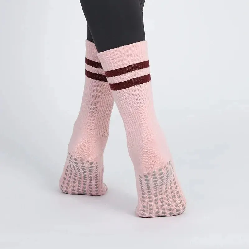 Mid-tube Women Pilates Socks Breathable Anti-Slip Yoga Socks Cotton Ladies Ballet Dance Elasticity Fitness Sports Socks