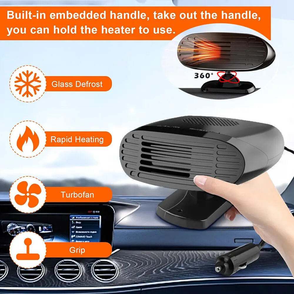

Useful 12V DC Car Electric Heater Electronic Windshield Demister Car Defroster Fast Warm Windscreen De-Icers Heating Fan