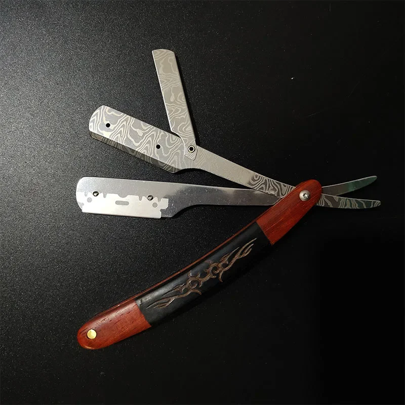 Бритва для бороды, деревянная складная бритва для бороды из нержавеющей стали, портативная складная бритва для лица для мужчин, парикмахерская лезвие, бритва в подарок