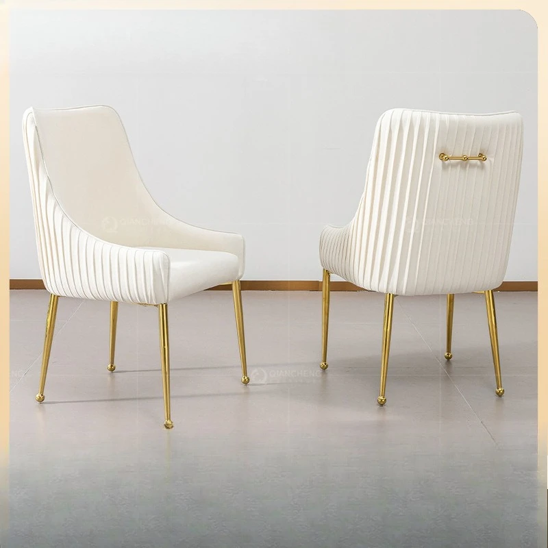 

Light Luxury Home Premium Back White Wedding Chair Stainless Dining Chair
