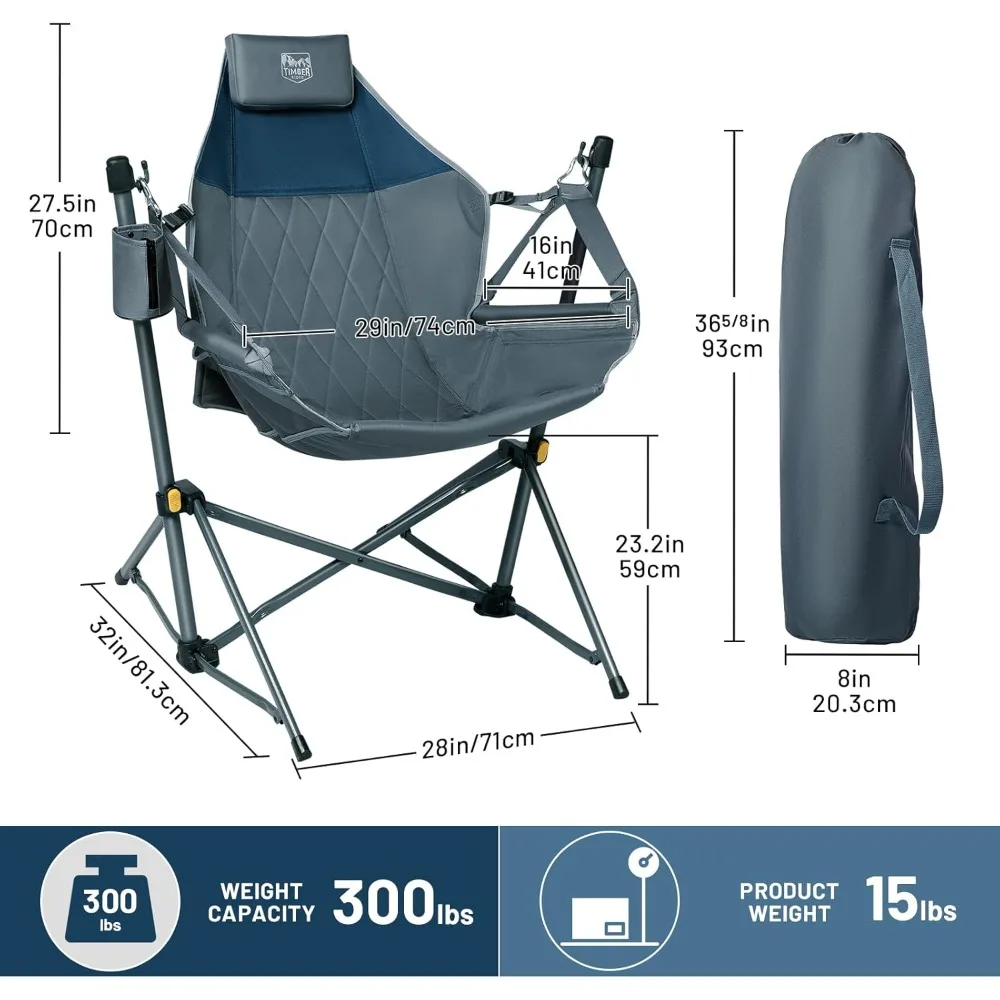 Portable Hammock Chair with Adjustable Backrest, Heavy Duty Folding Hammock Chairs Supports 300lbs,  Hammock Camping Chair