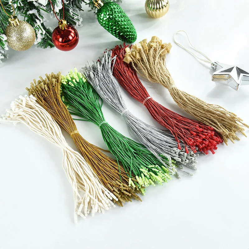 100pcs 20cm Christmas Ornaments Tag Rope String Snap 6colors Firm Rope Buckle Holiday Party Christmas Tree Hanging Decoration