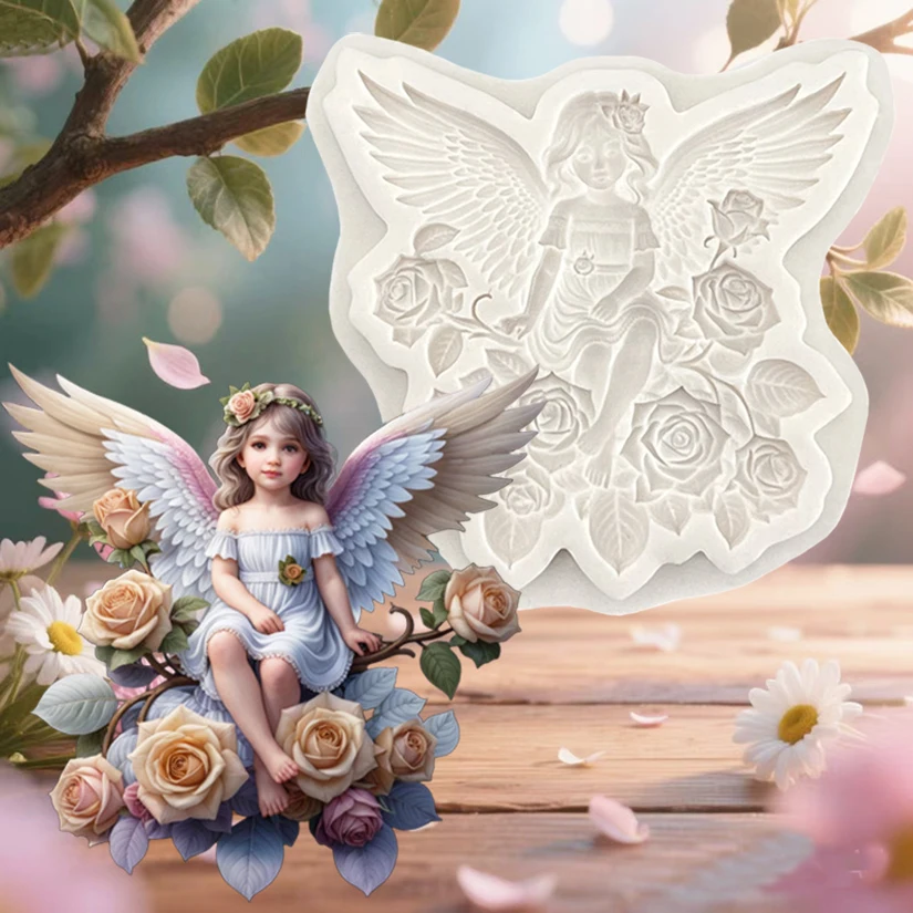 Angel Baby Fairy Rose Silicone Sugarcraft Mold Resin Tools Cupcake Baking Mould Fondant Cake Decorating Tools