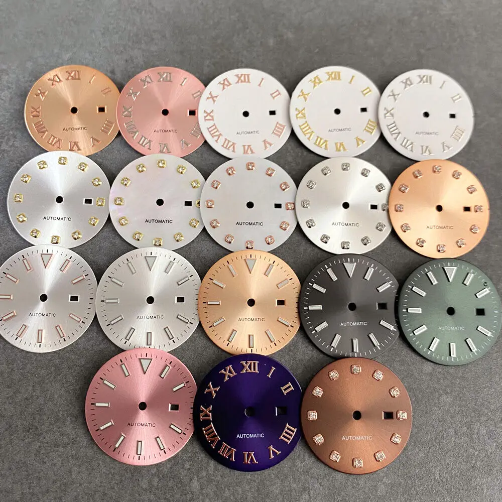 

24.5mm Watch Dial Face Parts Fit NH05 NH06 Automatic Movement Diamond Index Date