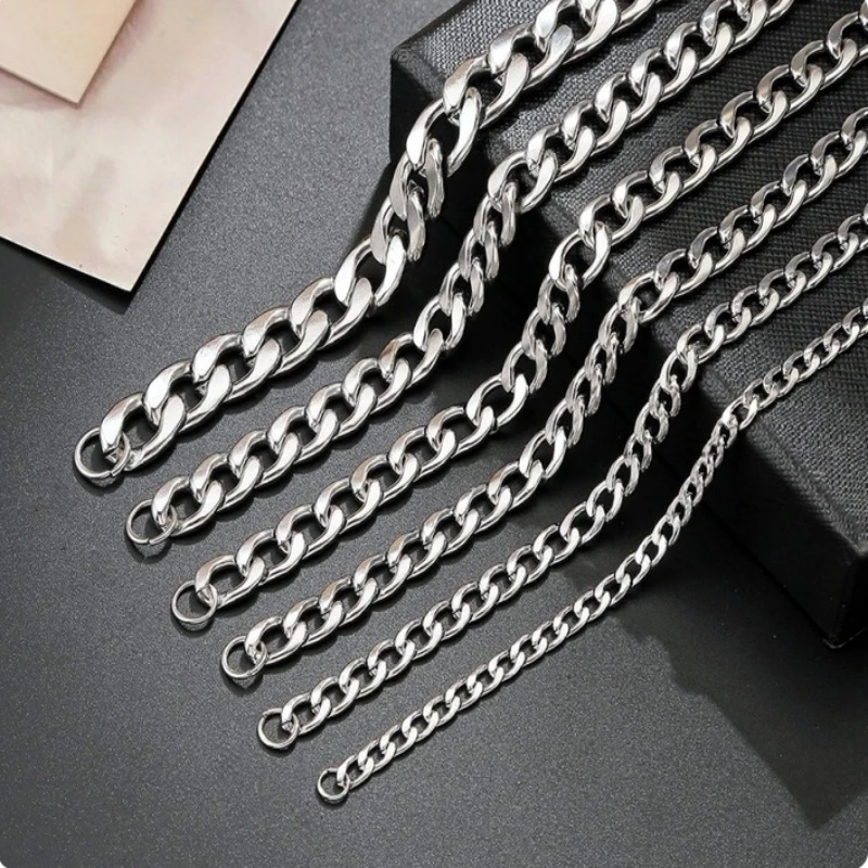 HNSP 3MM-15MM Stainless Steel Wide Thick Cuban Chain Necklace For Men Neck Jewelry Accessories Male