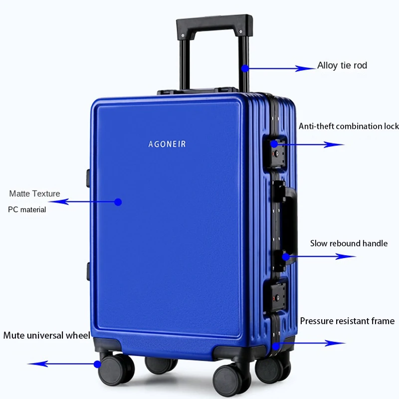 Aluminum Frame Travel Case Lightweight PC 20 Inch Boarding Case 24" Silent Universal Wheel Suitcase 28" Large Size Luggage