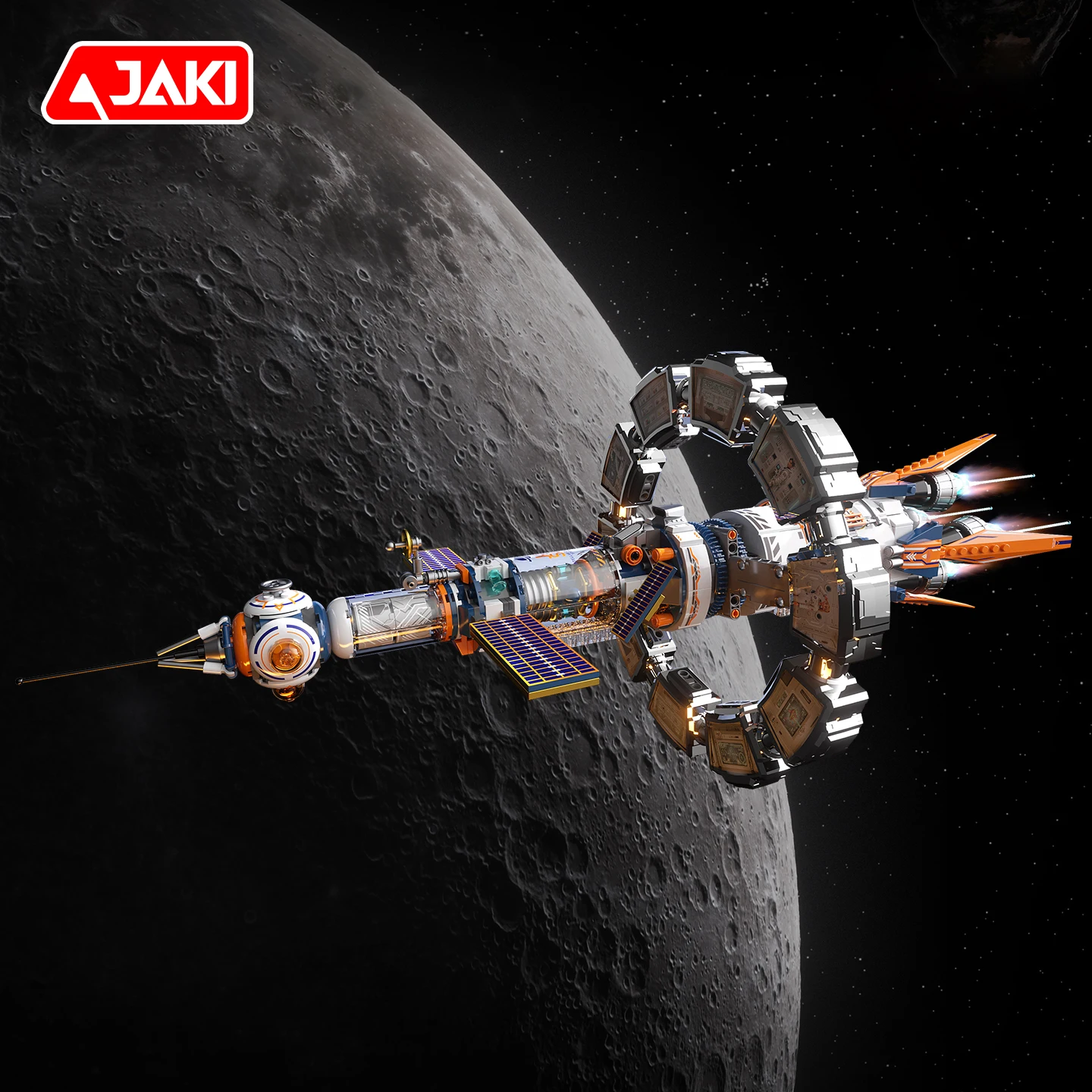 CK028 سلسلة الفضاء الكهربائية الدورية الفجر ستار حلقة محطة الفضاء اللبنات مجموعة نموذج الجمعية لعبة الصبي هدية عيد ميلاد