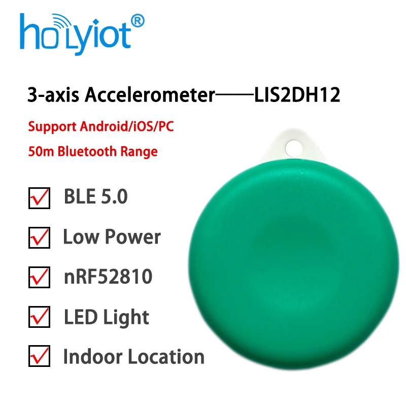 Holyiot BLE 5.0 Beacon Tag With Accelerometer Low Power Consumption Bluetooth Beacon Eddystone lbeacon Indoor Location Sensor