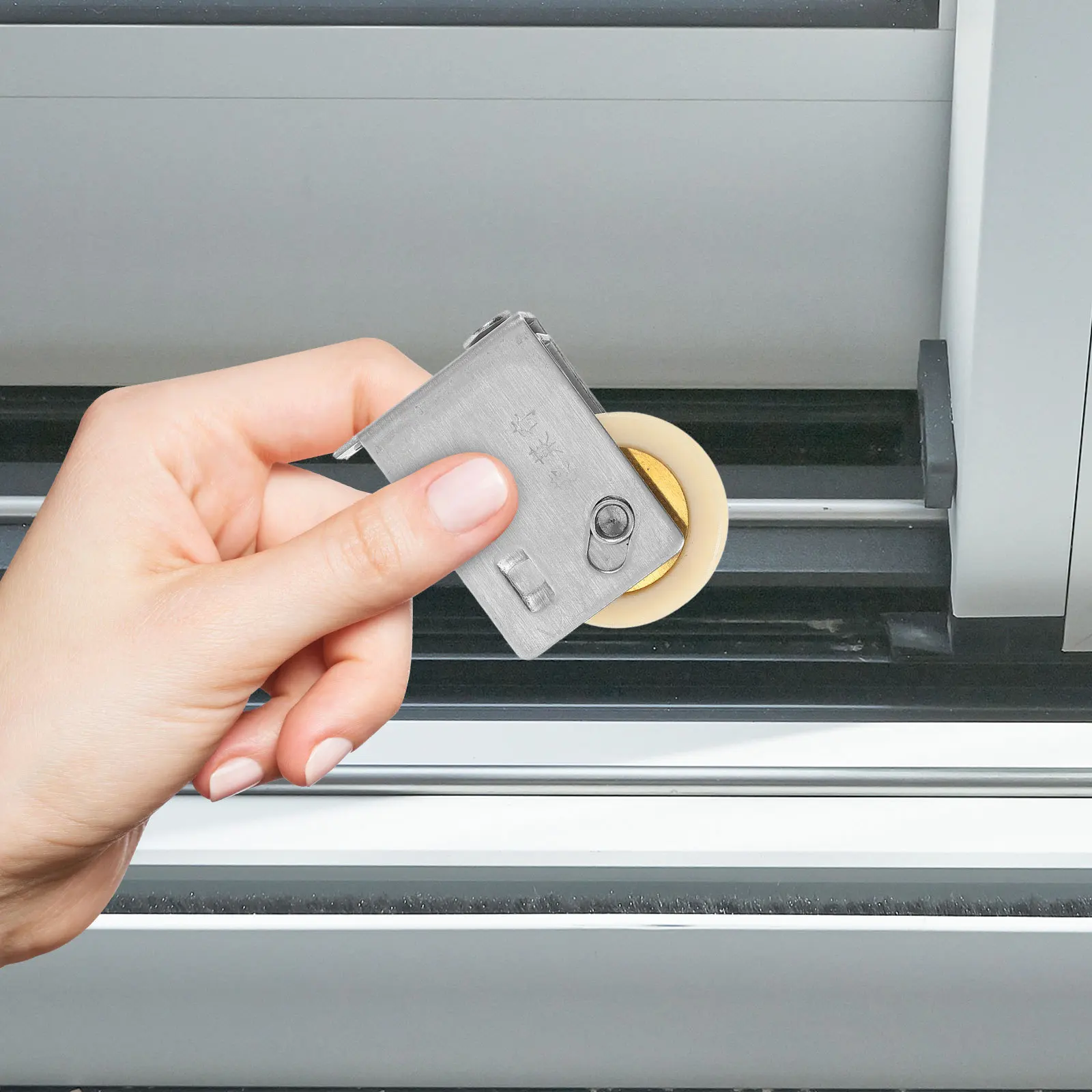 بكرة باب شديدة التحمل من الفولاذ المقاوم للصدأ مع قلب نحاسي من النايلون للأبواب المنزلقة والنوافذ وخزائن الفناء ومسارات المرآب #2