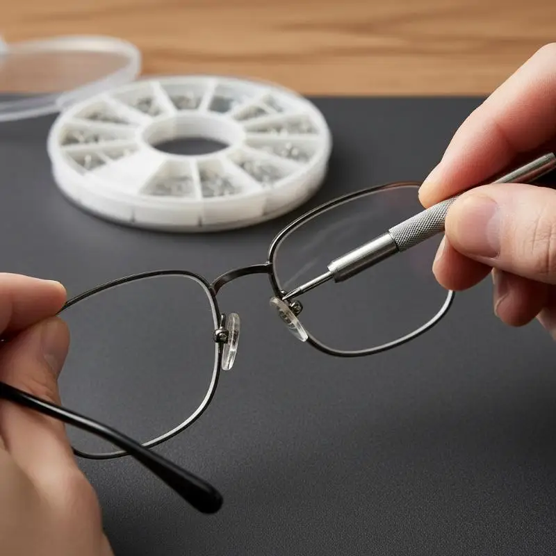 1 Set Mini Precision Screwdriver Eyeglasses Repair Kit With Screws And Soft Nose Pads For Reading Glasses