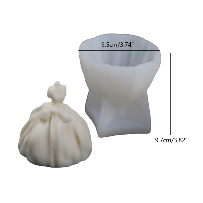 Y1UB 3D Wedding Dress Mold Bride Collections Silicone Molds for Chocolate Handmade Soap Wax Clay Epoxy Resin