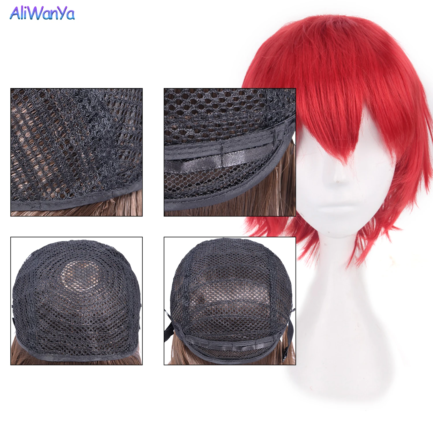 Fashion Short Straight With Bangs Male Boy Synthetic Red Wigs For Women Men Cosplay Anime Costume Daily Party Wig 30CM Purple