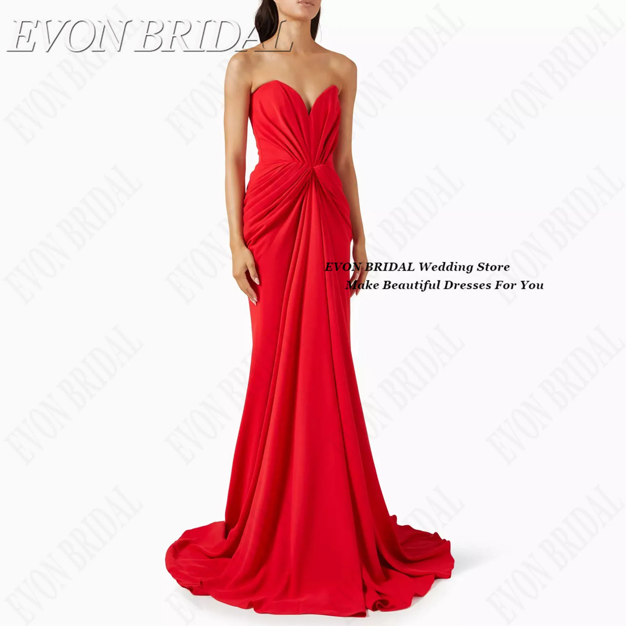 

Said Arabia Formal Evening Dress Classic A-Line Long Wedding Guest Dress Strapless Woman Ceremony Dress EVON BRIDAL Customized