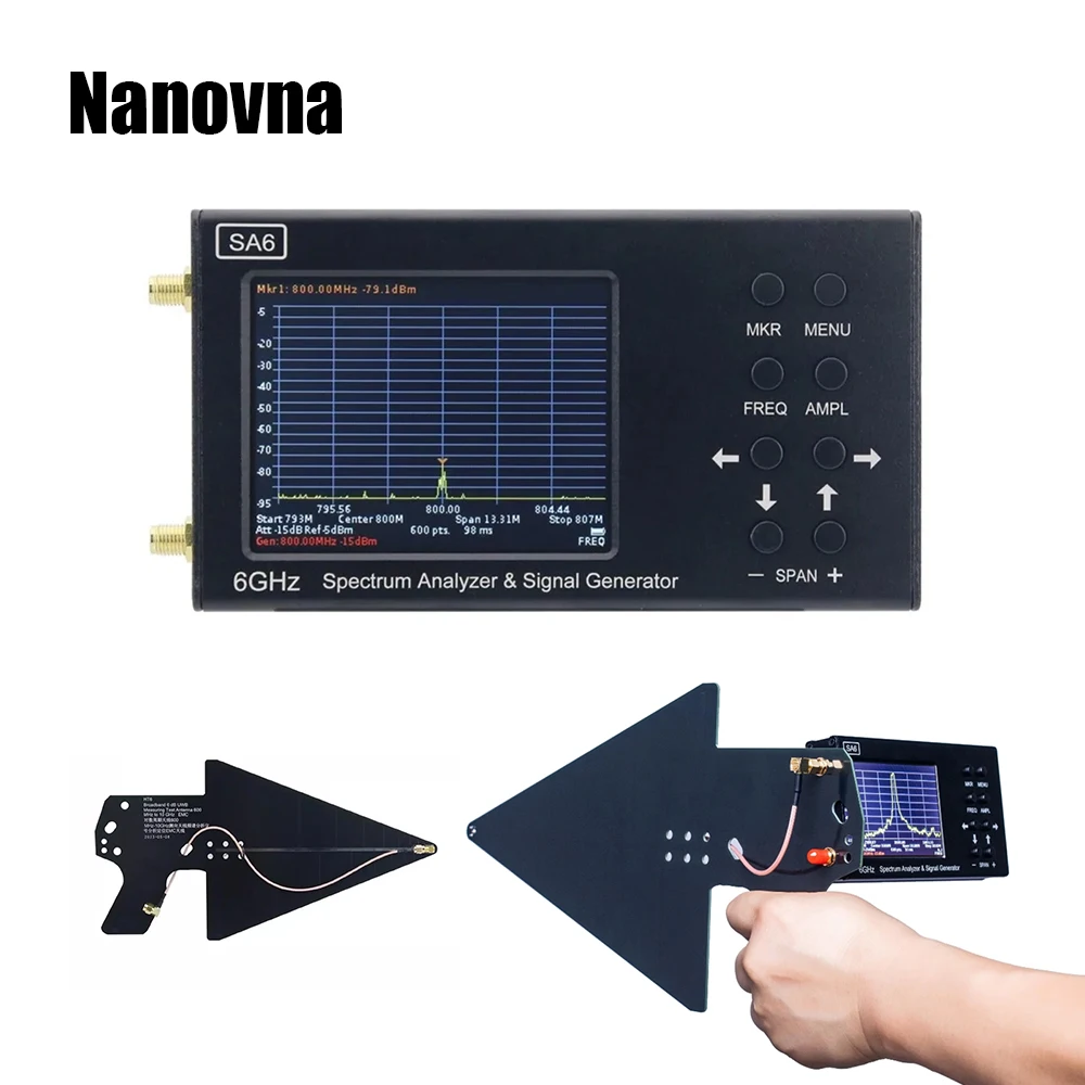 nanovna analisador de espectro portatil sa6 ghz rf analisador de frequencia portatil ht6 log antena periodica teste emi software pc 01