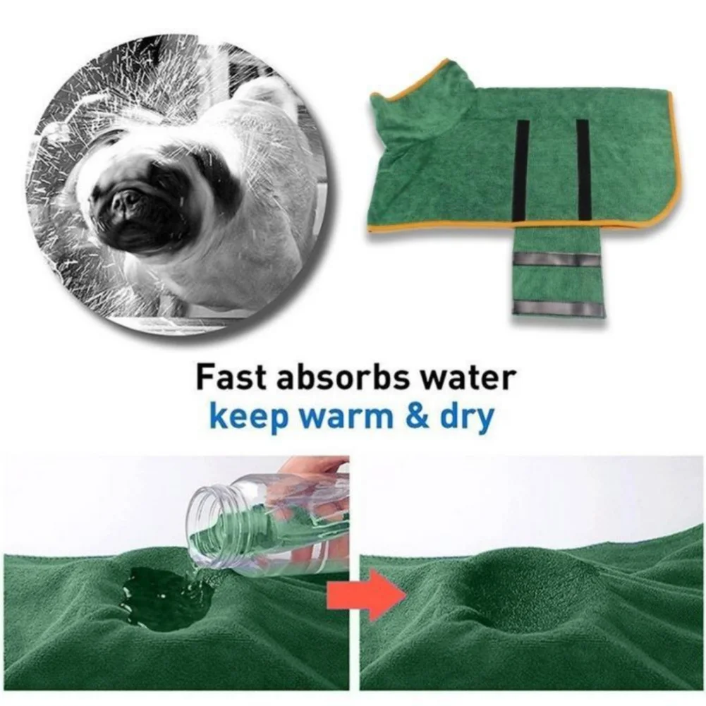 Dog Bathrobe Pet Drying Coat Clothes Soft Super Absorbent Beach Towel for Large Medium Small Dogs Cats Fast Dry Dog Bath Robe