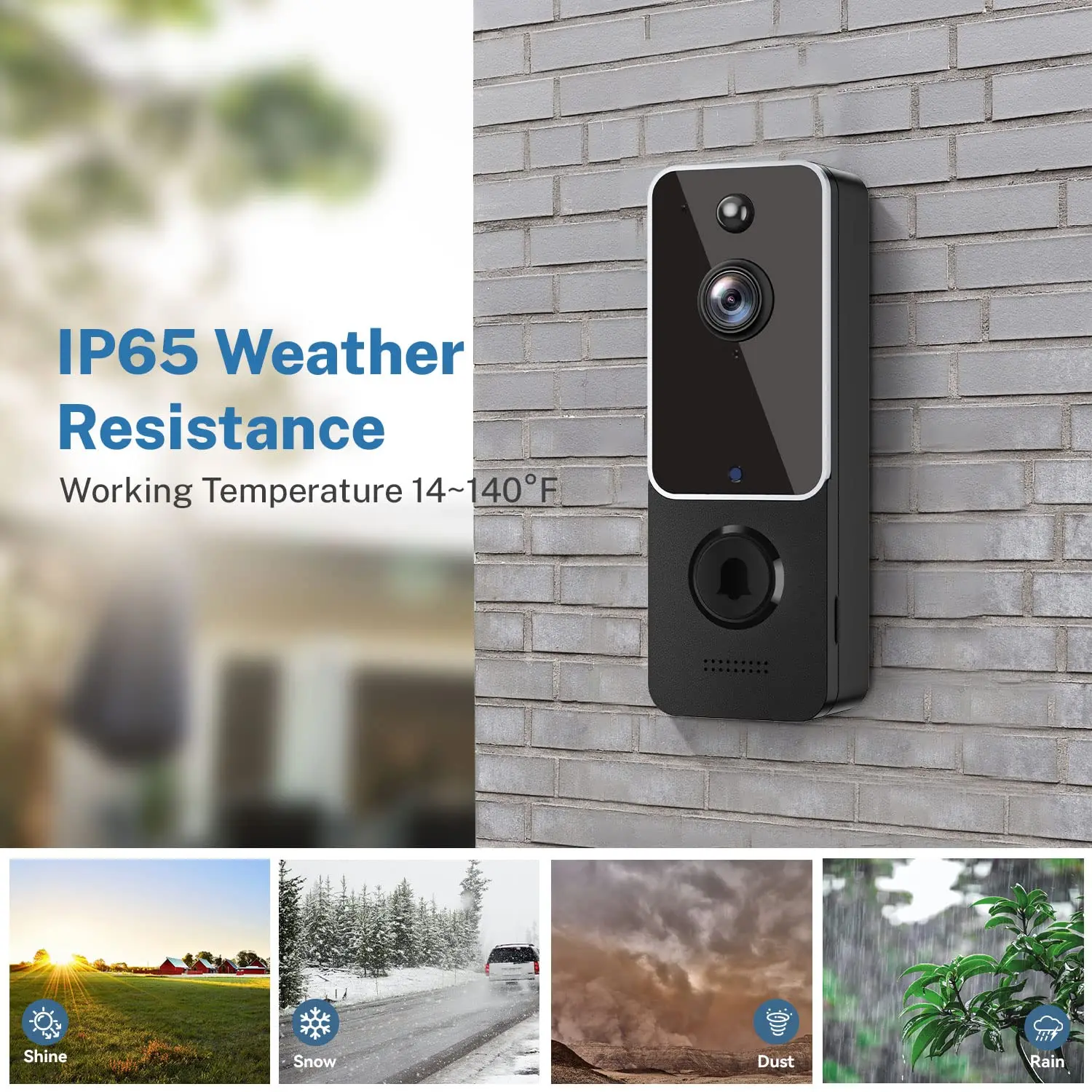 Wireless WiFi Video Doorbell Camera with AI Smart Human Detection HD Outdoor Door Bell Intercom Smart Home Security Protection