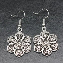 Women Vintage Drop Earrings Fashion Handmade Simple Design 2 Colors Flowers Pendant Earrings