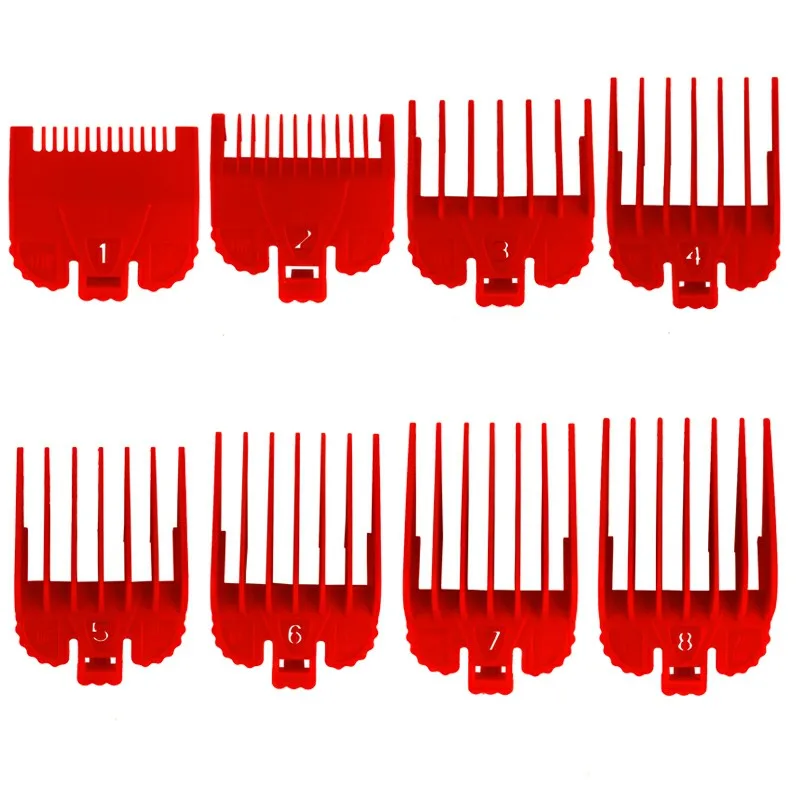 

8 Pcs Hair Clipper Limit Comb Guide Attachment Size Barber Replacement 1.5/3/4.5/6/10/13/19/25mm,Red