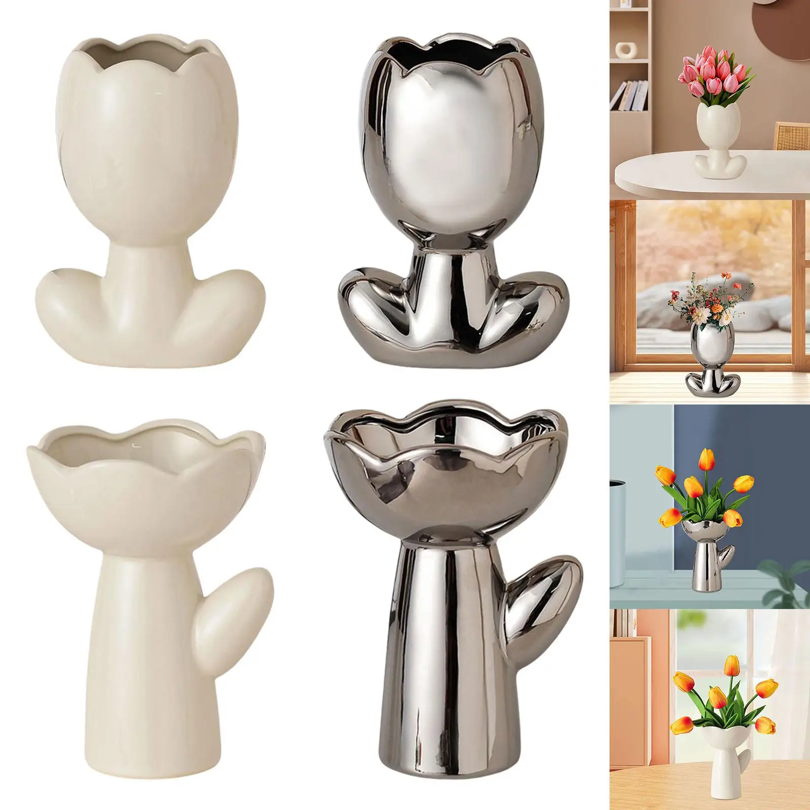 

Ceramic Flower Vase Plant Pot Holder Planter Floral Arrangements Decorative Vase Small Flowers Vase for Indoor Plants Party