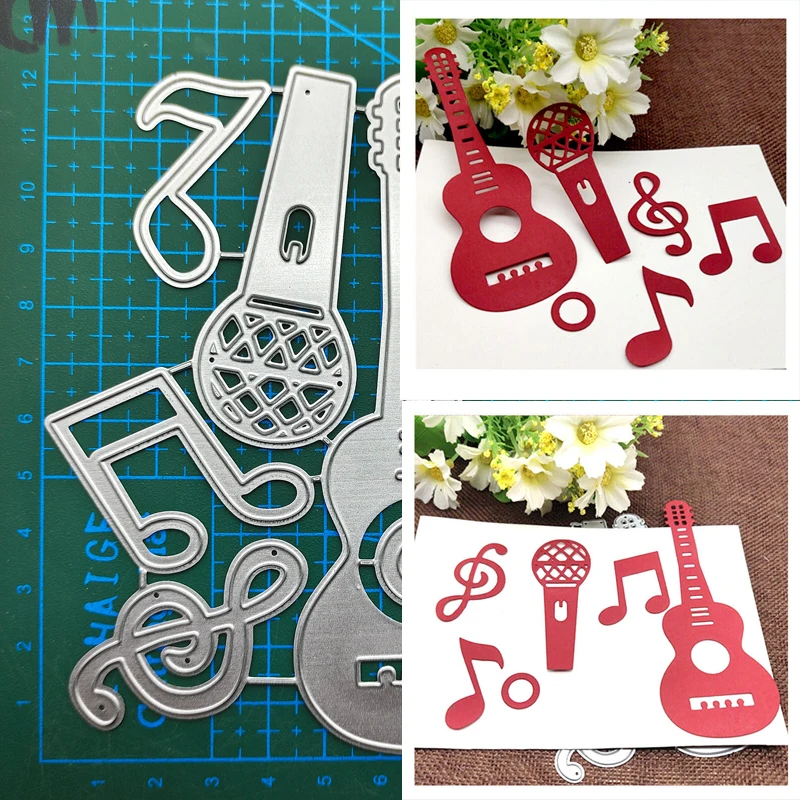 Guitar Musical Metal Cutting Dies Stencil Scrapbooking Diy Album Stamp Paper Card Embossing Decor Craft Knife Mould