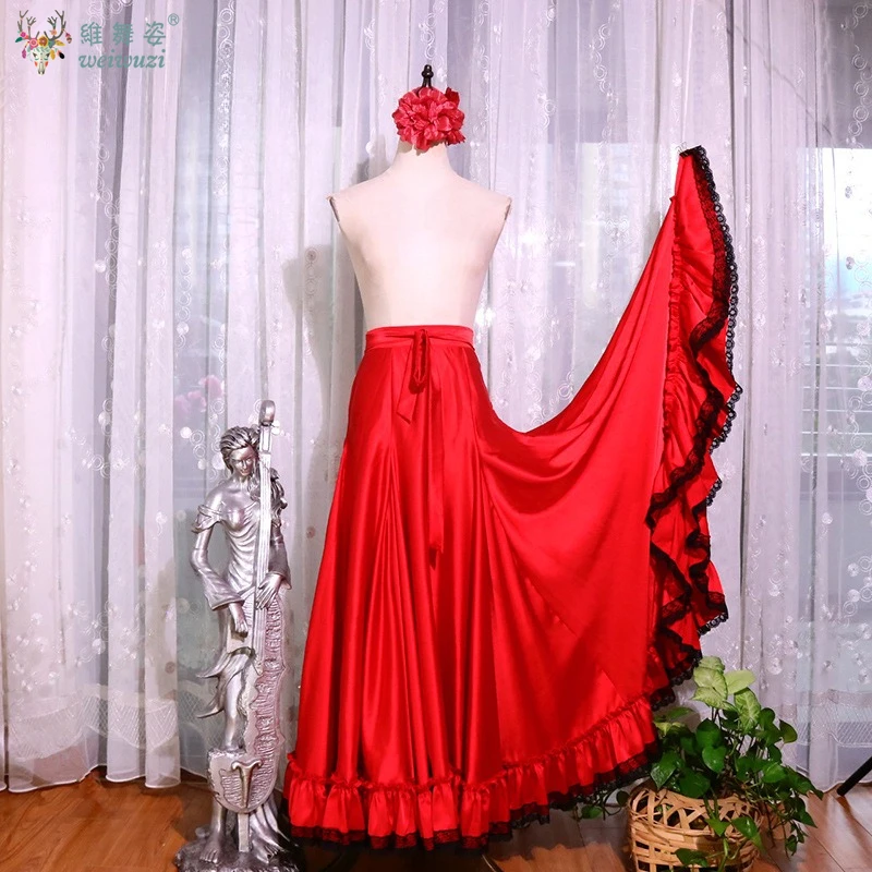 Danza spagnola stile flamenco vestito da prestazione simulazione seta neve spessa 720 gradi corrida altalena gonna performance del ventre