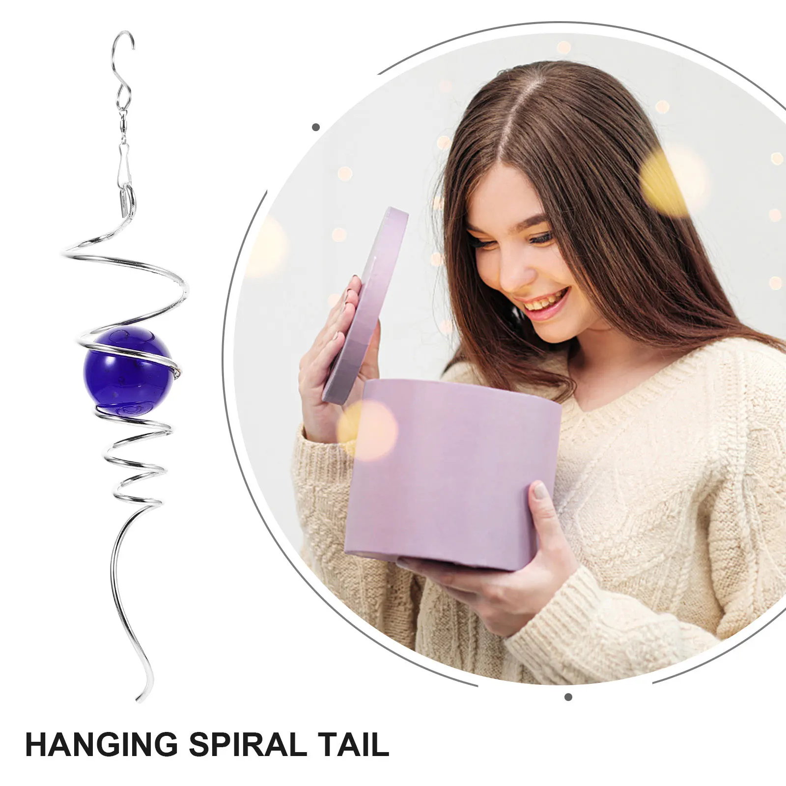 

Gazing Ball Spiral Tail Dragon Tornado Hanging Decorative Ornament for Indoor Outdoor Garden Decor Light Color Relaxing