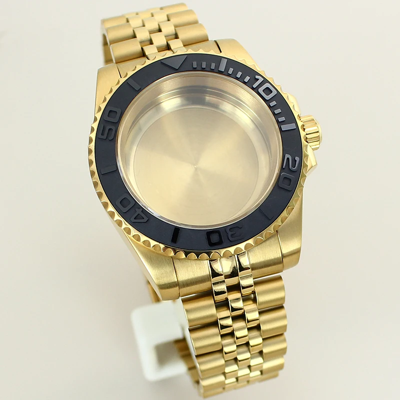 Waterproof 40mm Case Sapphire Crystal For NH35 NH36 NH34 4R36 Miyota 8215 Eta 2824 Gold Watch Case 20mm Stainless Steel Bracelet