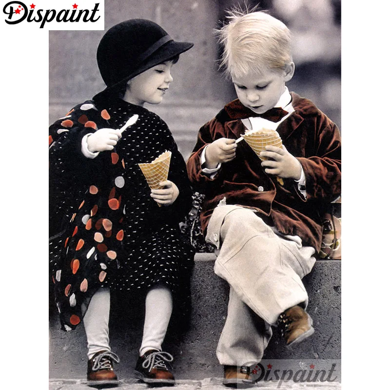 

Dispaint Full Square/Round Drill 5D DIY Diamond Painting "Child couple" Embroidery Cross Stitch 3D Home Decor A11171