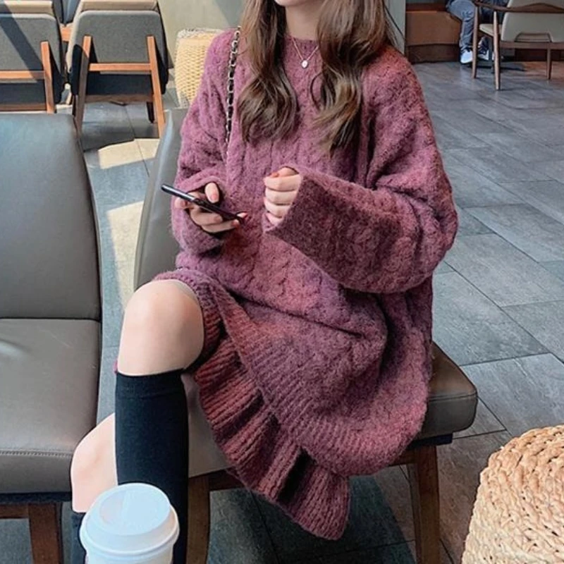 

Loose Twist Sweater Spring and Autumn Sweater Skirt Women's Two-piece Suit