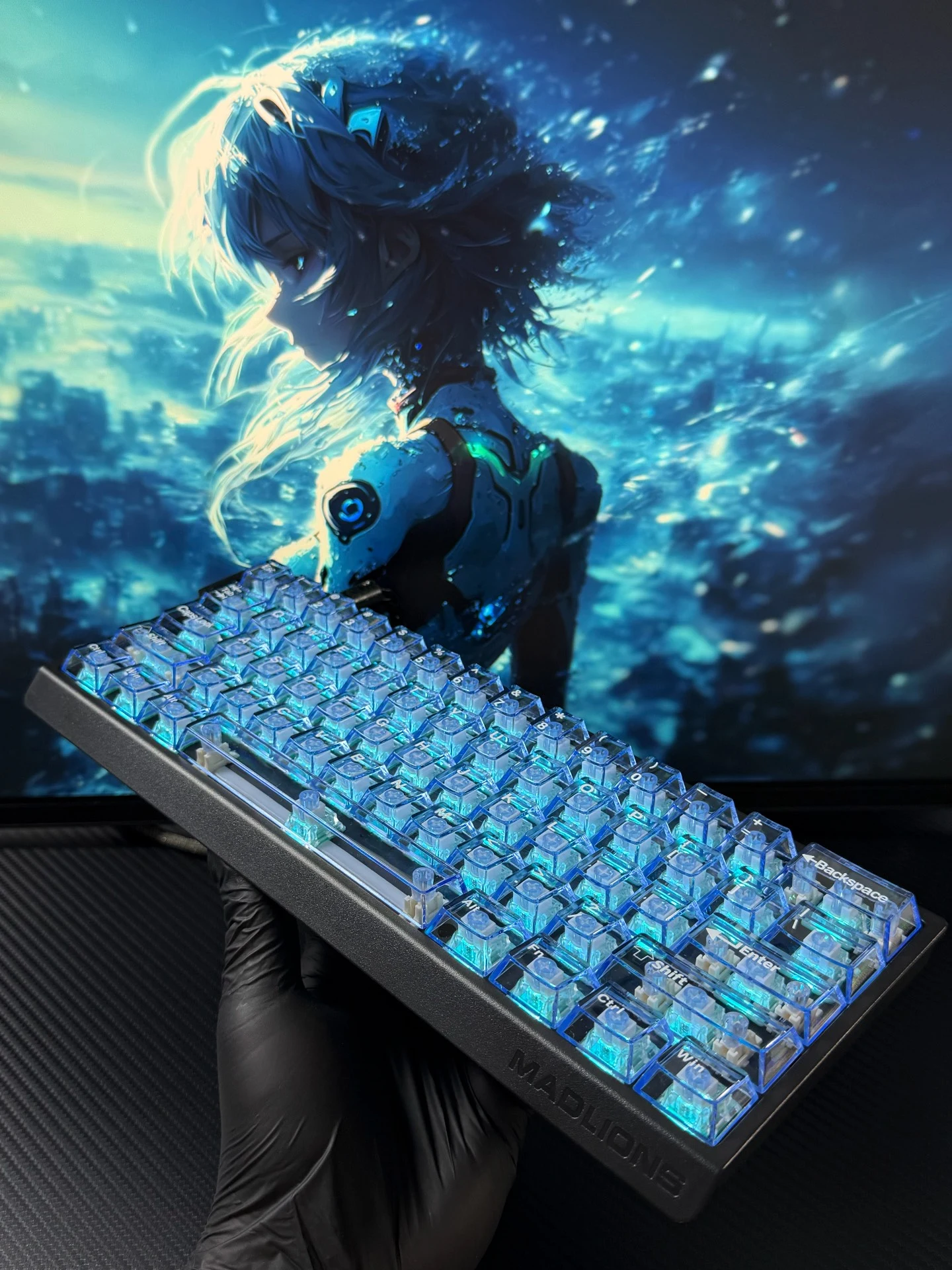 Custom Wired Sci-Fi Red & White Tricolor Magnetic Axis Keyboard, Premium HE Kit with Hot-Swap PCB for Gaming Gift