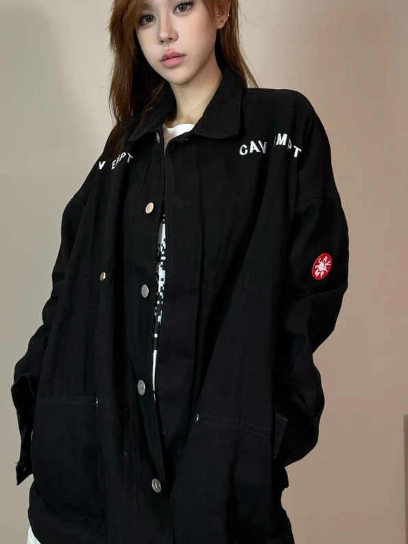 

Life Cavempt Functional Sle Loose Fit Collar Jaet Men's Autumn Winter Cotton Long Sve Button down Multi ket Coat