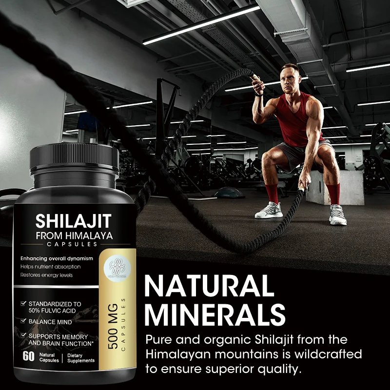 Organic Shilajit Resin & Shilajit Capsules 50% Fulvic Acid For Energy Supplement Muscle Gain & Build For Men & Women