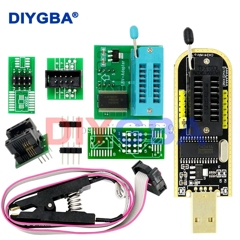 CH341A Programmer adapter+SOIC8 adapter+ SOP8 clip with cable+1.8V adapter CH341A EEPROM Flash BIOS USB programmer ZIF adapter