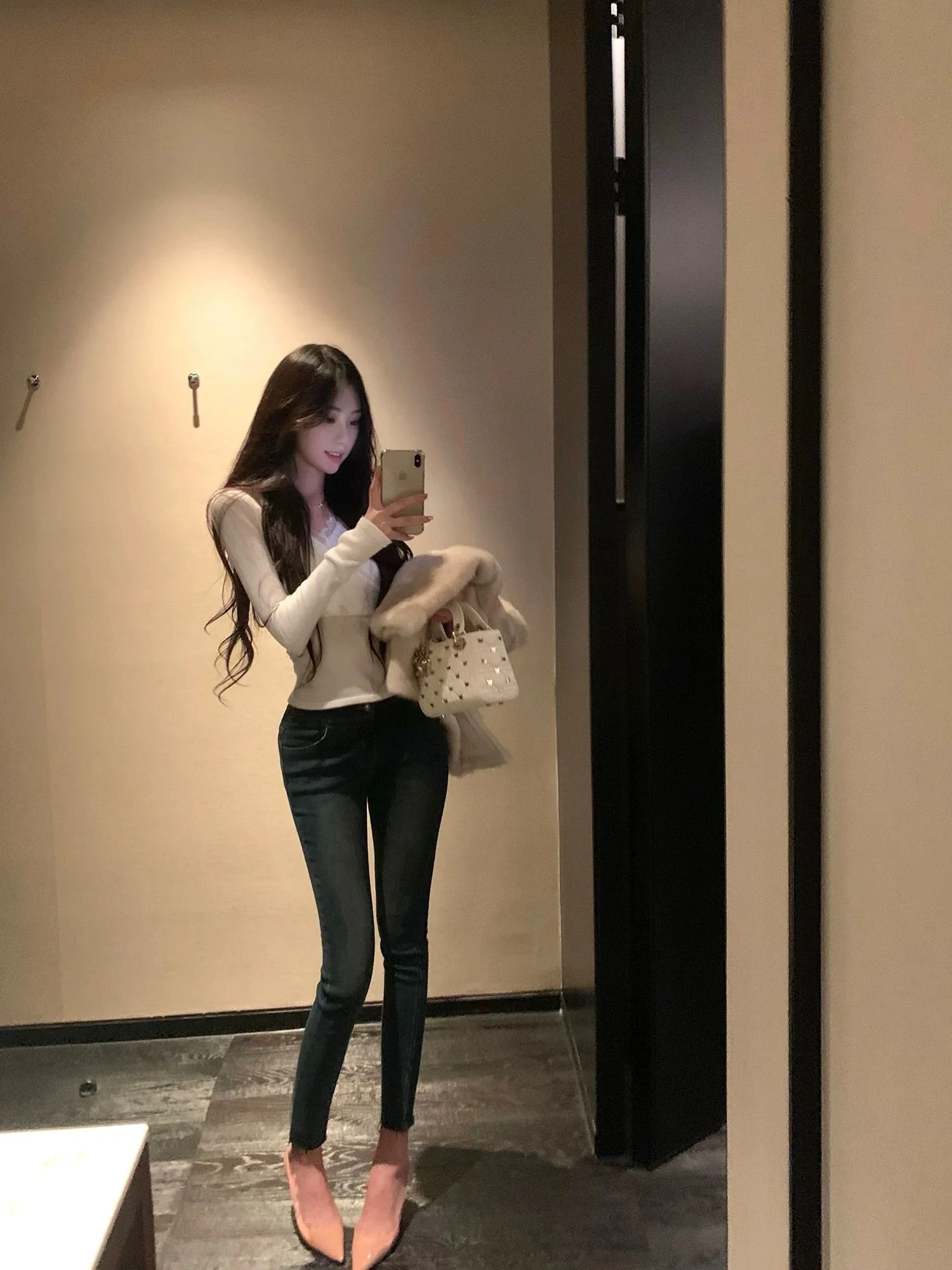 

Slimming High Waist Stretch Denim Jeans Women's Nine Points Pencil Jeans Waed Blue Cotton Elastic Faionable Trousers