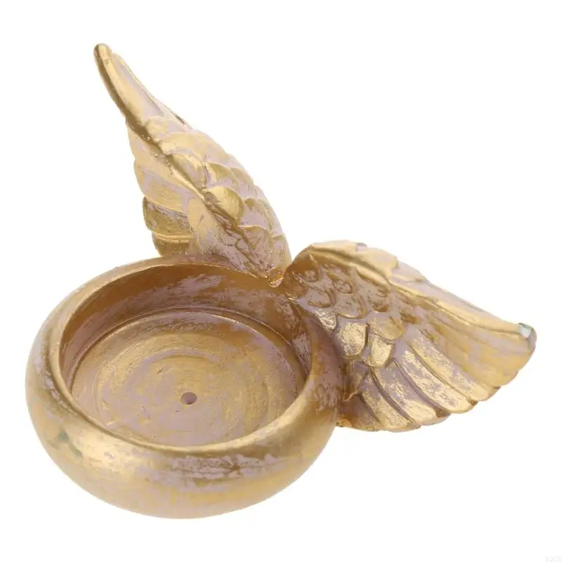 E06b Angel Wings Holder Holder Resin Statue Decorazione per casa Preghiera Regali candelatura