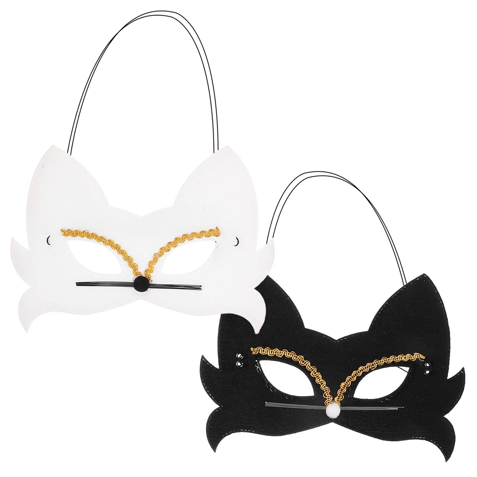 

2pcs Animal Masks Eye Shades for Halloween Costume Cat Face Half Mask Kids Adults Party Accessories Masquerade Props