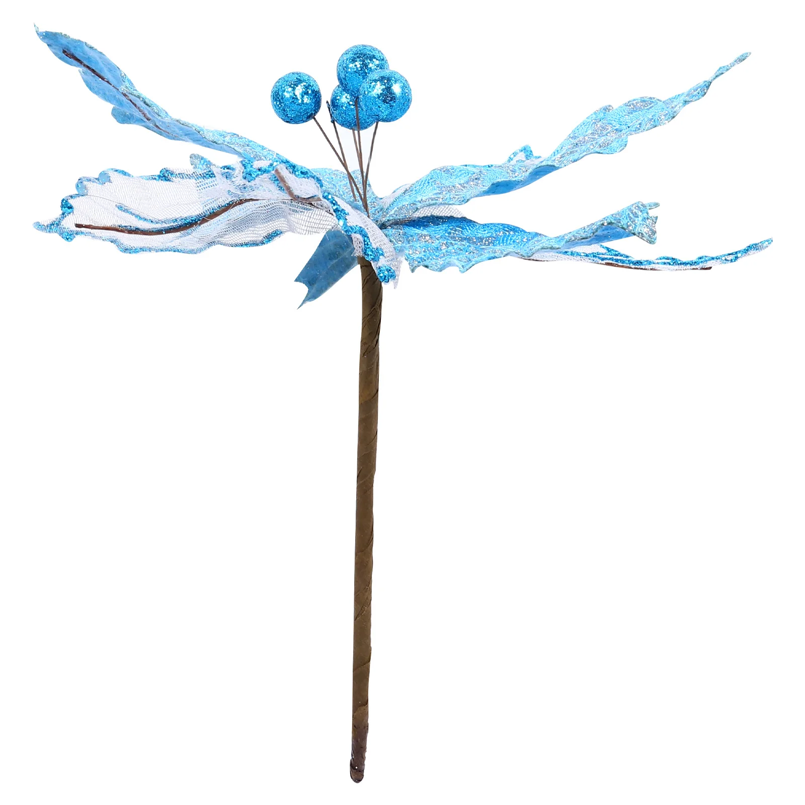 

1pc Christmas Flower Pendant White Artificial Fake Flowers Bright Long Lasting Xmas Decor Simulated Party Gift DIY Decoration
