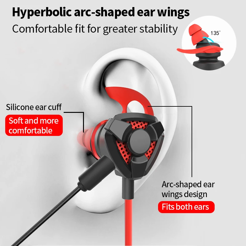 K3 سماعة أذن داخل الأذن سماعات أذن مع سماعة رأس مريحة سماعات ألعاب سلكية سماعات أذن للألعاب مع ميكروفون HIFI 6D