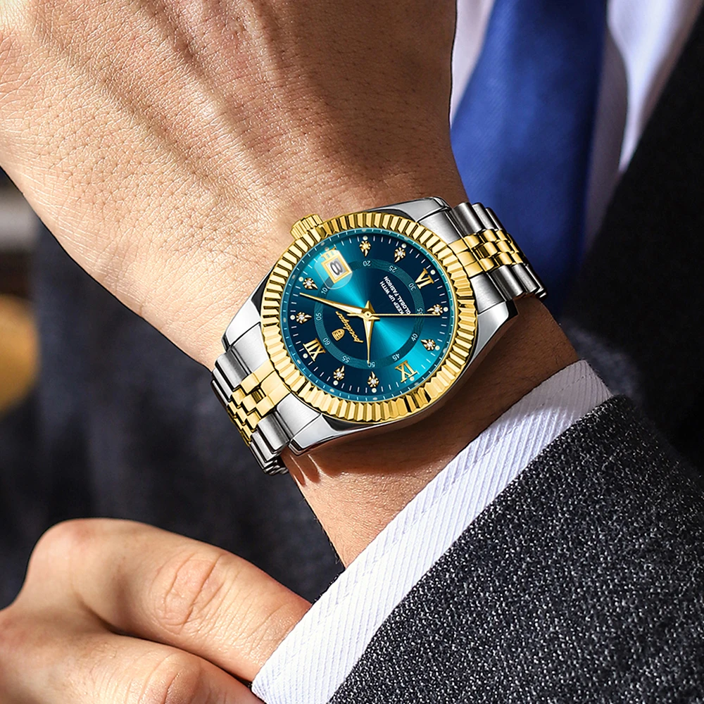 POEDAGAR ساعات رجالية كلاسيكية فاخرة موضة خيوط مدي ساعة للرجل مضيئة تاريخ مقاوم للماء ساعة يد كوارتز أصلية