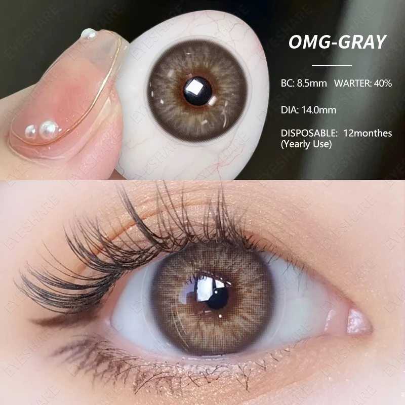 EYESHARE 1 Pair Color Contact Lenses for Eyes Myopia Lenses With Diopters Prescription Natural Brown Lens Yaerly Colored Lenses