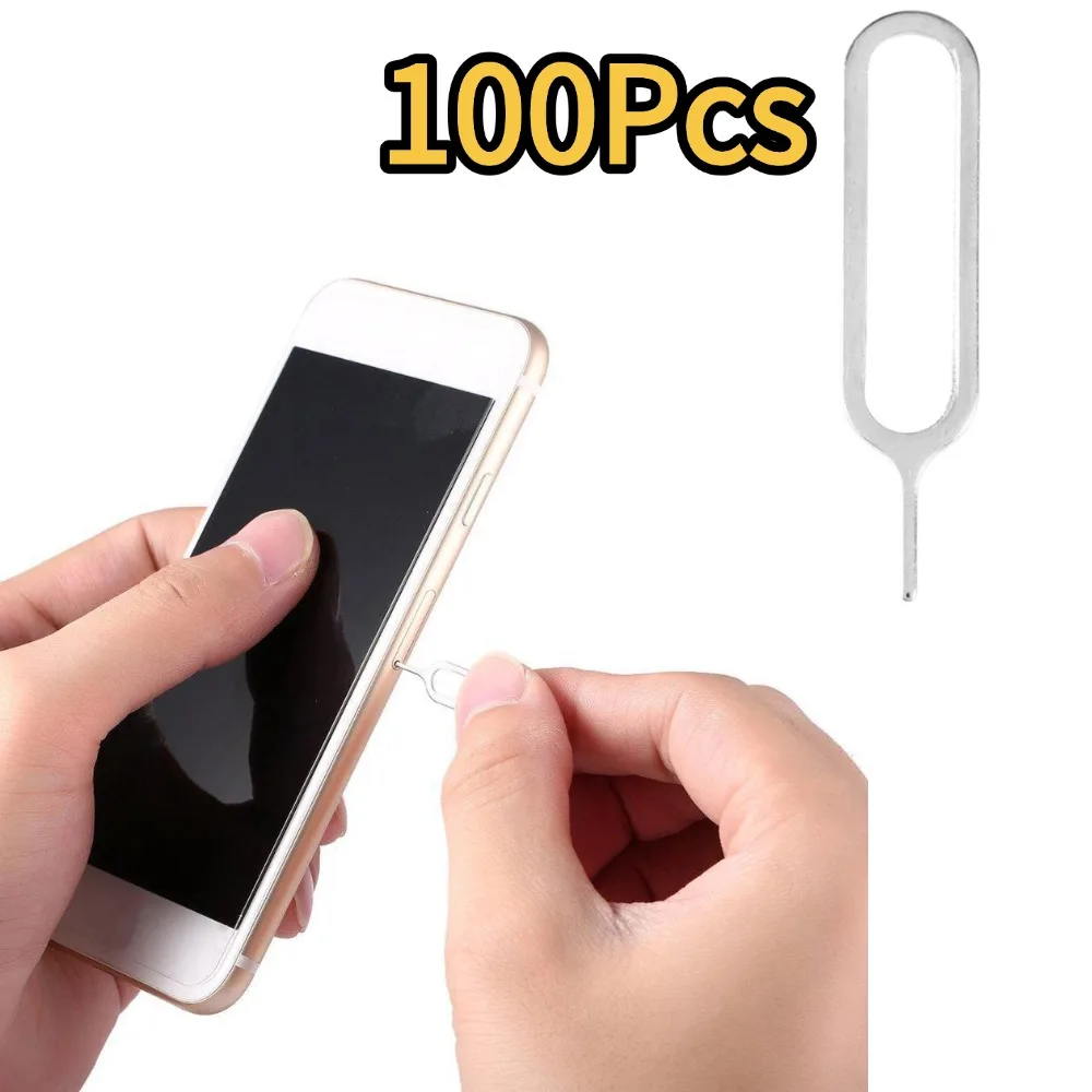 

100PCS Universal Anti Loss Pin Eject Sim Card Tray Open Pin Needle Key Tool For iPhone 15 Samsung Xiaomi Redmi Huawei
