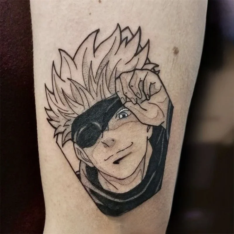 

Anime Gojo Satoru Temporary Tattoos Cartoon Jujutsu Kaisen Small Size Lasting Body Art Waterproof Fake Tattoo Sticker Waist Hand