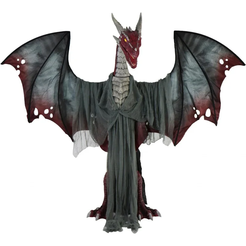 

EQHaunted Hill Farm 6-Ft. Tall Brimstone Dragon,Motion-Activated Halloween Animatronic for Indoor or Covered Outdoor Creepy Hall